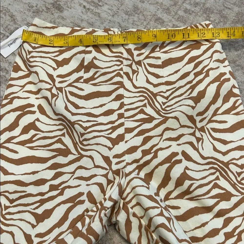 Wilfred Zebra-Print Cropped Pants in Cream & Brown size 2, new with tags